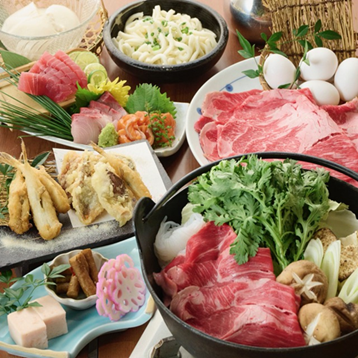 冬といえば鍋！贅沢に和牛で！【川の音牛旨すき鍋コース】2H飲み放題付き　6,600円！！