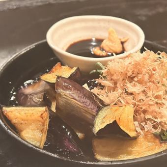 揚げ茄子の鉄板焼