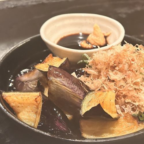 揚げ茄子の鉄板焼
