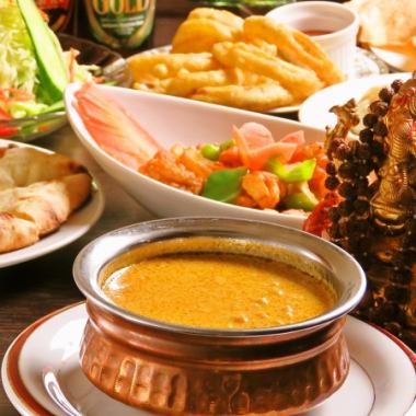 【Course A】 Curry, Nan, Rice Including all you can eat including 10 items + 2 hours with unlimited drinks ¥ 2500