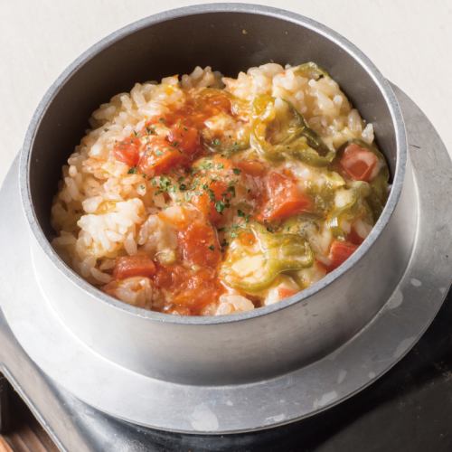 Bacon and tomato risotto-style kamameshi