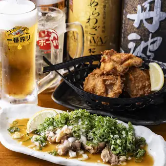 【120分飲み放題付】たか鳥コース4000 円☆鶏の唐揚げ，せせりの葱まみれ等人気メニューも◎