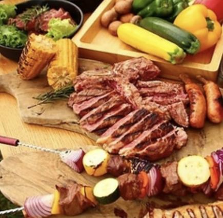 一日1組限定!?【天気悪くても関係ない!!】屋内BBQプラン2時間食べ飲み放題付コース