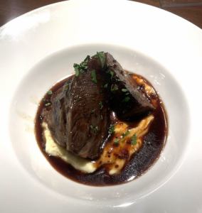 Tender domestic beef cheek meat stewed in red wine