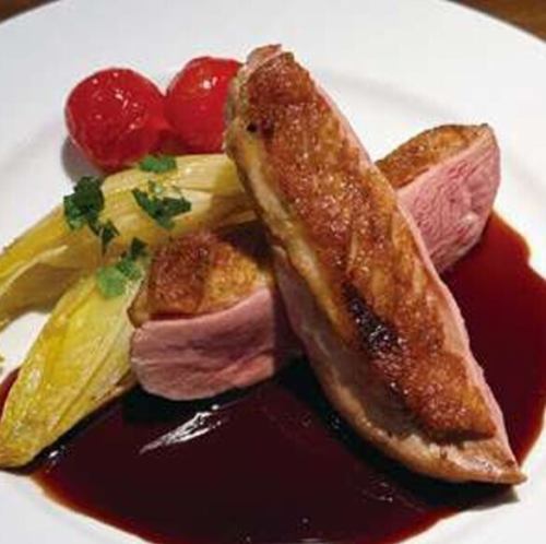 Roasted duck breast with cassis sauce
