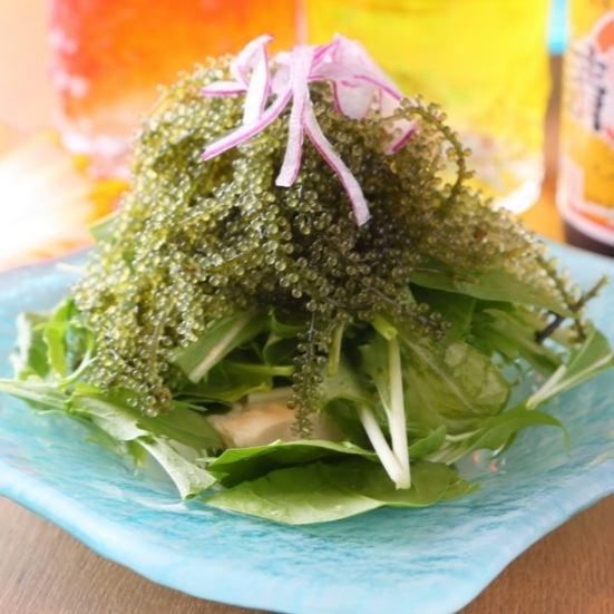 【沖炭名物メニュー♪】海ぶどうサラダ1800円（税込）/海ぶどうをたっぷり使用した沖縄を感じれる一品☆