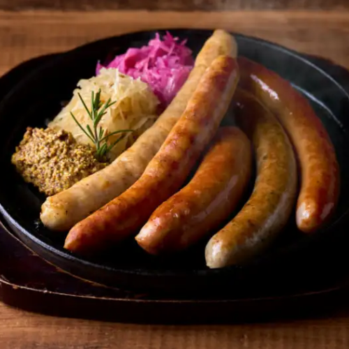 Assortment of 5 special German sausages / Five Sausage Platter