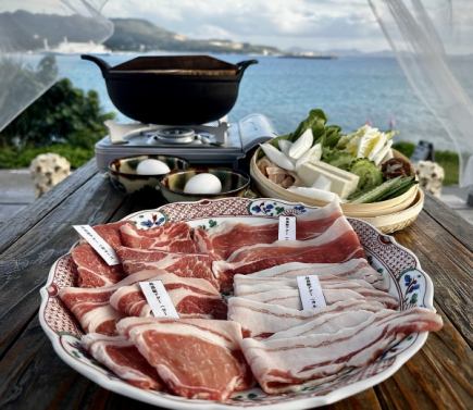 すき焼き【世界三大黒豚】島黒豚アグー4部位食べ比べセット。