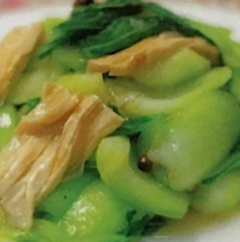 湯葉と青梗菜の炒め