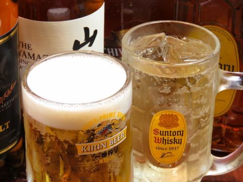 Teppanyaki's iron plate drink !! Beer and high ball match ~ ♪
