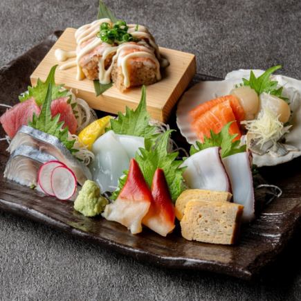 【2時間飲み放題付】豪華ドッカリ刺身盛り合わせと牛ステーキコース　6,000円(税込)