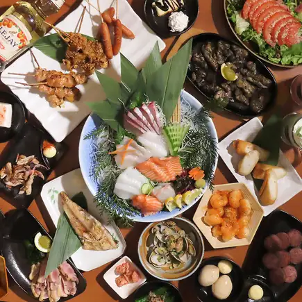 僅限週日至週四：【包含刺身拼盤（B套餐）】50種菜餚 x 80種飲品 ★ 3小時暢飲，僅需4000日元