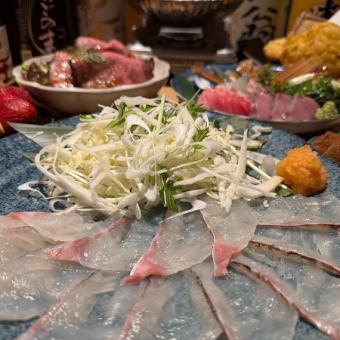 2時間飲み放題付【活〆真鯛のしゃぶしゃぶコース】6000円　全8品
