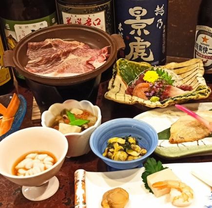 【6000円税込】贅沢飲み放題コース☆〆のへぎそば30分食べ放題等料理7品＋2H飲放・地酒7種