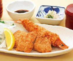 ヒレかつとえびフライ膳