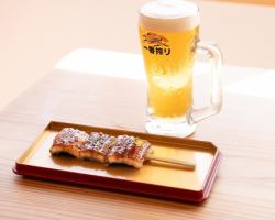 19. Eel skewer (with draft beer)