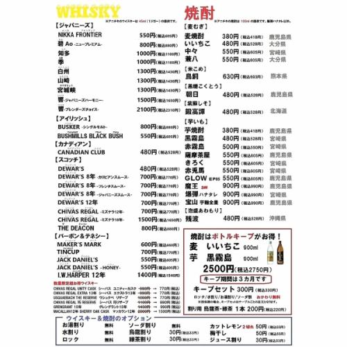 A wide variety of shochu