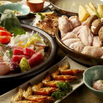 [Monday to Thursday only] 3 hours all-you-can-drink included ☆ Nagoya Cochin hotpot and yakitori greedy banquet plan <13 dishes> 5,800 yen