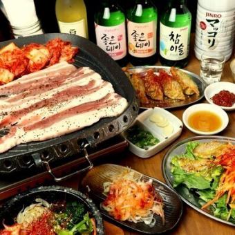 【月～木限定】〈韓兵衛 鶴屋町店限定〉韓国グルメ80品★2時間食べ飲み放題プラン 3500円(税別)