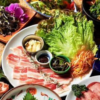 肉食女子派對◎♪2小時暢飲+大量蔬菜的美容★健康五花肉套餐3,680日圓！