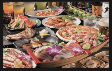 【海鮮鍋!ちかっぱ堪能コース】3H飲放付!手羽揚げ,鮪カマ焼き,お造り5点盛等6000円→5480円
