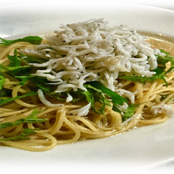 【3月】　しらすと菜の花・大葉の梅ガーリック スパゲティ