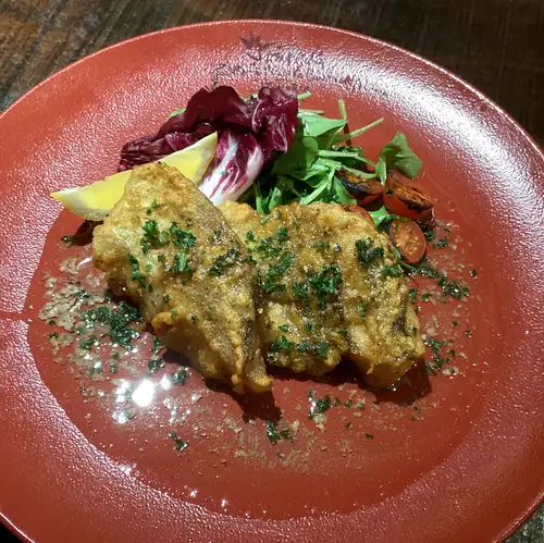 [October] Crispy Cod Fritters with Anchovy Lemon Sauce (Served with Rice)