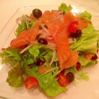 Homemade smoked salmon salad