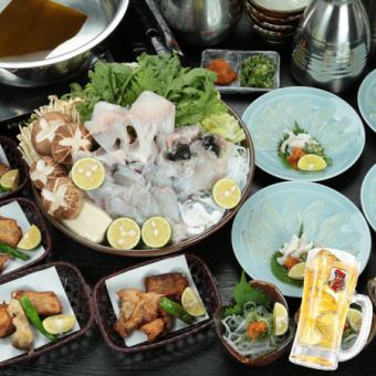 [One person free for every four people] Tiger puffer fish tetchiri course with all-you-can-drink