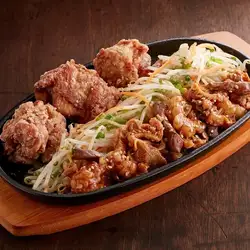 Mixed offal (100g) and fried chicken (100g)