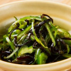 Miyazaki peppers dressed with salted kelp