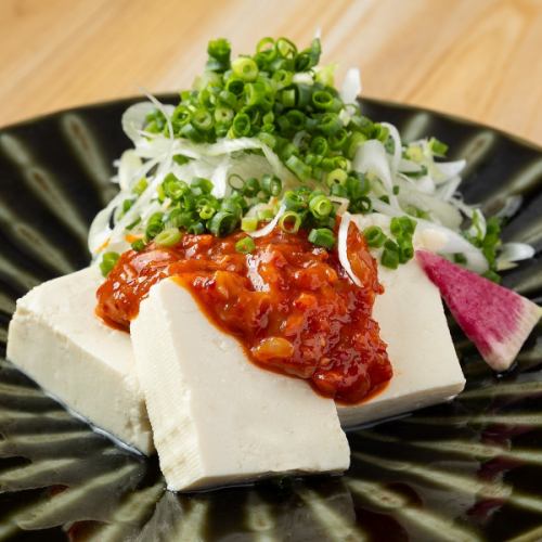 Cold tofu with chanja and green onions