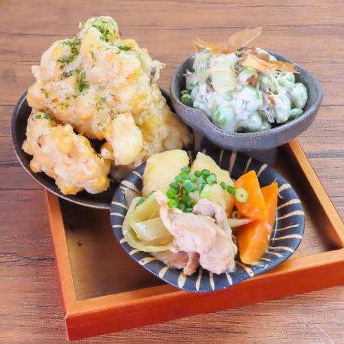 本日のおすすめのおばんざい３種盛り♪