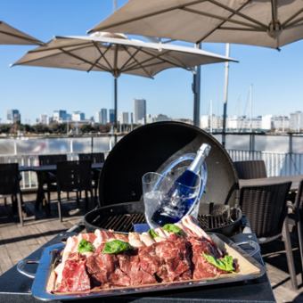 【平日】BBQ2.5時間制《4180円》◆牛肉・豚バラ・トリももなど焼き物と季節の野菜が楽しめる！