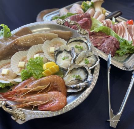 【평일】BBQ2.5시간제《6380엔》고기 3종&해산 3종!감자나 야키소바도 붙어 볼륨 만점♪