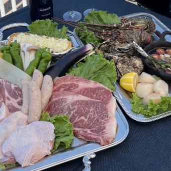 土日祝限定！和牛ステーキやロブスターもついた豪華BBQプラン♪【飲み放題付１人１００００円】
