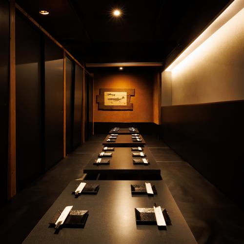 Perfect for large parties! If you remove the partitions, we can accommodate 30 or more people in a private room! Please feel free to contact us regarding seating!