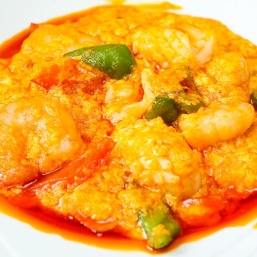 Stir-fried shrimp and squid egg curry