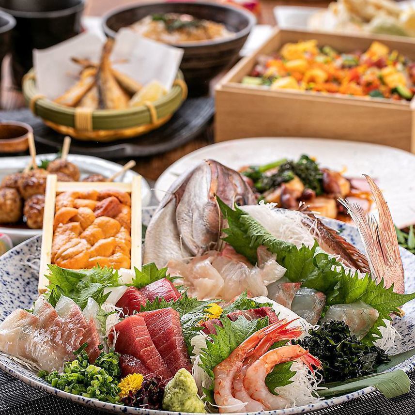 A variety of luxurious delicacies such as shabu-shabu using mackerel, a specialty of Okayama.