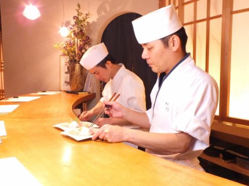 A sophisticated Japanese meal featuring skilled and skilled craftsmen