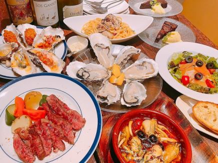≪飲み放題セット≫牡蠣尽くしに牛ステーキもついた牡蠣の宴《オストリカ》8250円→7980円