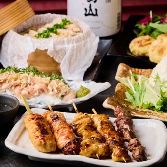 [Easy to make] Enjoy super fresh domestic chicken tataki and yakitori grilled with binchotan charcoal♪ [10 dishes for 4,000 yen] Includes 2-hour all-you-can-drink