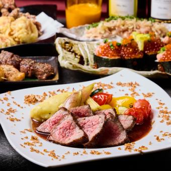 [Luxuriously selected] Focus on ingredients!! Beef tagliata & specialty salmon roe sushi rolls♪ [11 dishes for 5,000 yen] Includes 2-hour all-you-can-drink