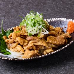 Fried chicken skin with ponzu sauce
