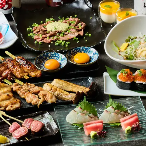 【全コース飲み放題付き⇒4,500円～】本格炭火焼き鳥に加えて俺のシリーズ名物やコース限定商品も満喫♪