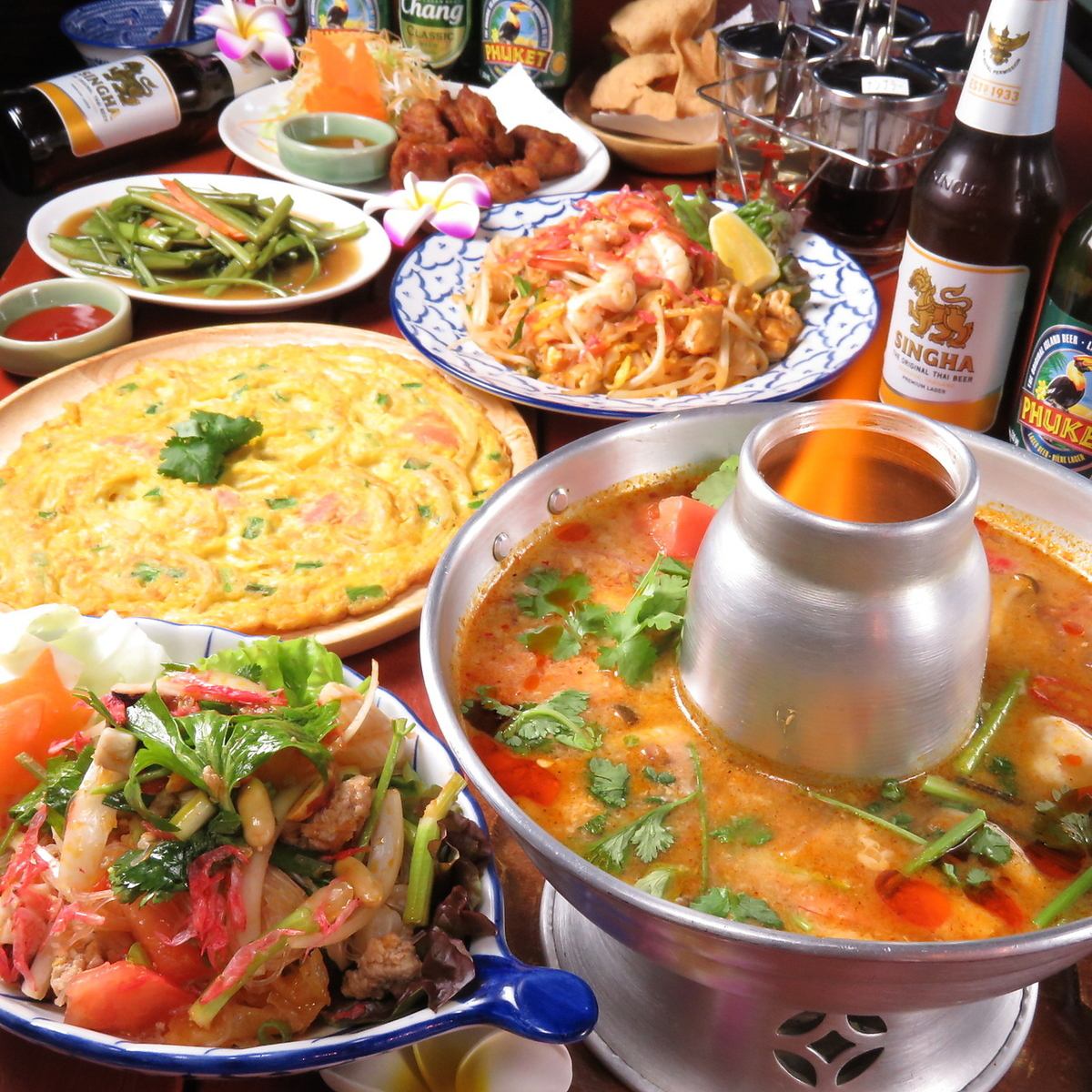 2 hours all-you-can-drink course 3980 yen! Enjoy the authentic Thai atmosphere ♪