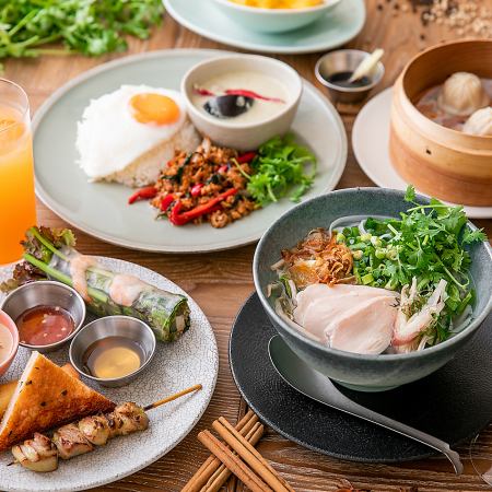 【平日限定ランチコース！】生春巻き海老トースト、選べるメイン、デザート含む5品！