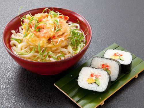 Sweet shrimp kakiage udon