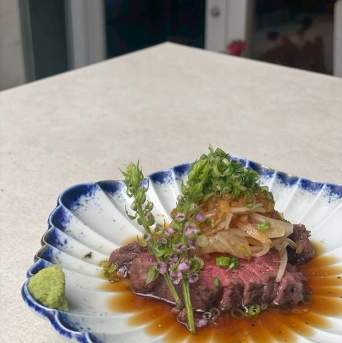 Charcoal grilled Wagyu beef with onion ponzu sauce