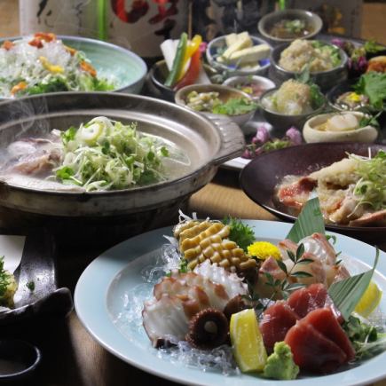 忘年会コース☆鮮魚造り・クエの酒蒸し蟹餡かけの天麩羅・ぶり大根★飲み放題付き☆季節コース！